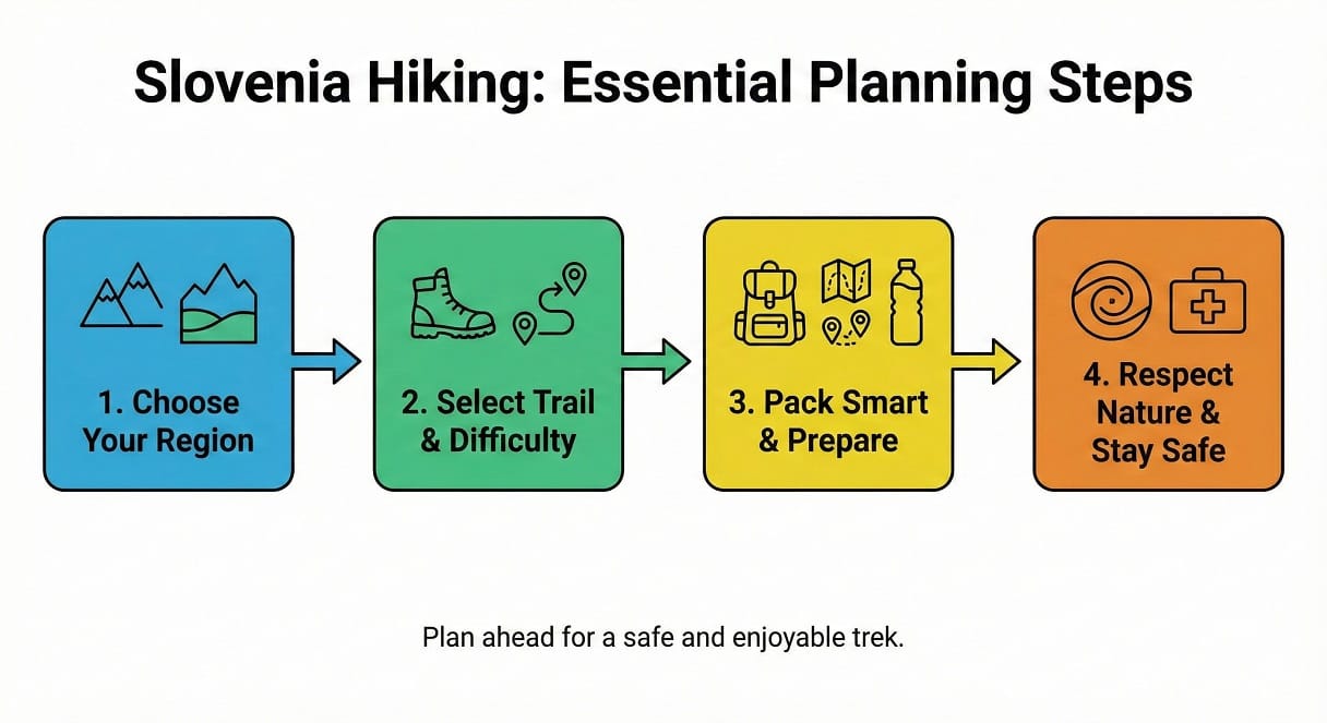 ensure a safe and enjoyable hiking trip infographic outlines the key steps in preparing for your adventure