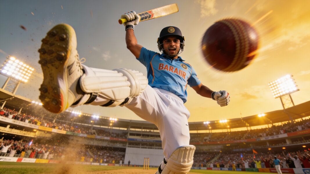 young cricket prodigy celebrates record breaking six at vijay hazare trophy 2025