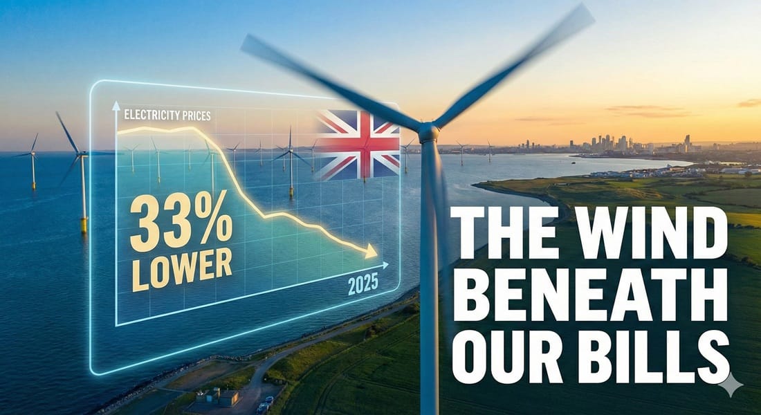 The Wind Beneath Our Bills: How UK Wind Farms Slashed Electricity Prices by a Third in 2025