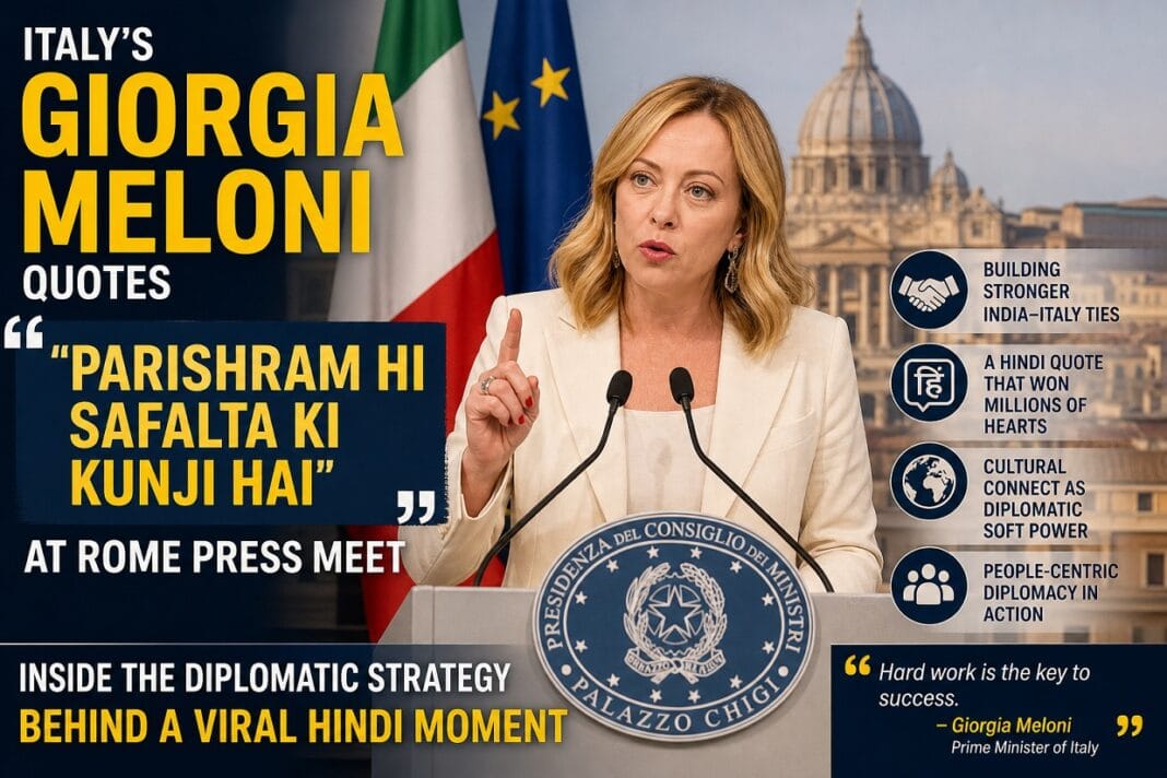 Italy's Giorgia Melon Quotes 'Parishram Hi Safalta Ki Kunji Hai'