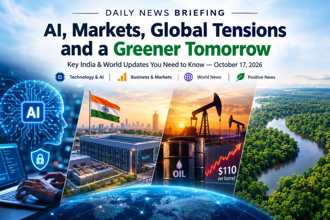Daily news briefing featuring AI cybersecurity, India's data centres, global oil markets and Amazon rainforest conservation
